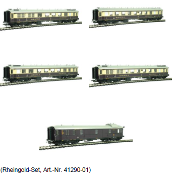 Lenz 41290-01 - Wagen-Set Rheingold, DRG, 5 -teili